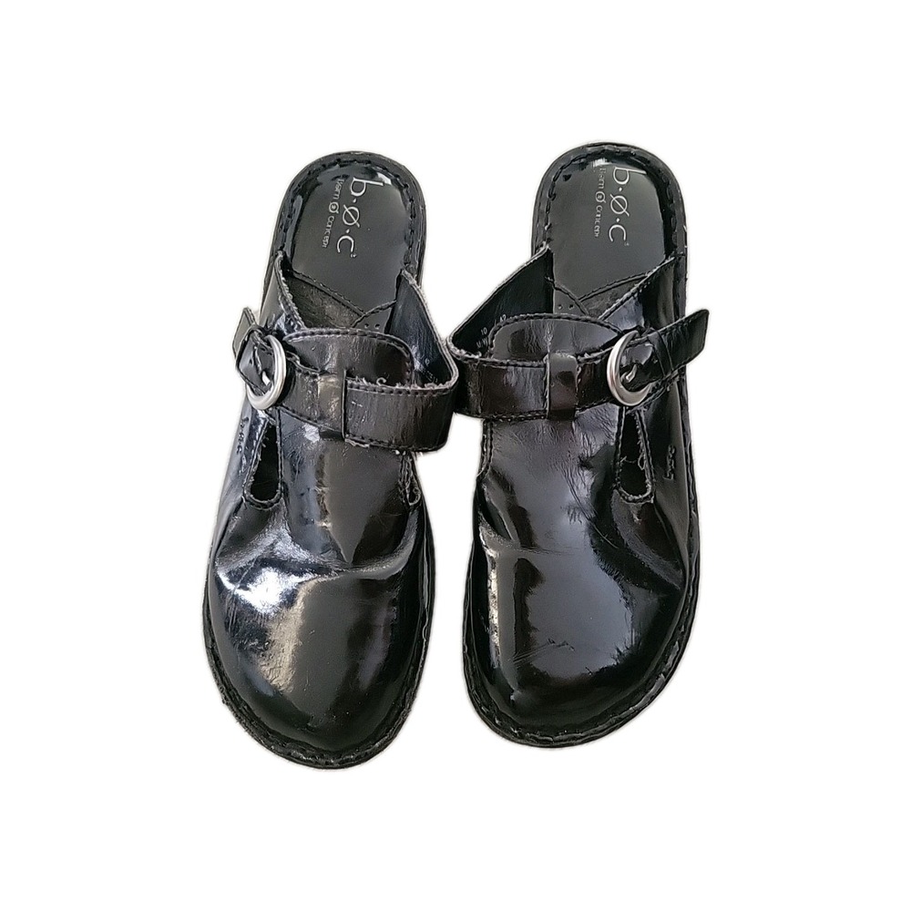 B.O.C. Black Patent Leatherโ Clogs Shoes 10 Slip On Comfort Athleisure Relaxed